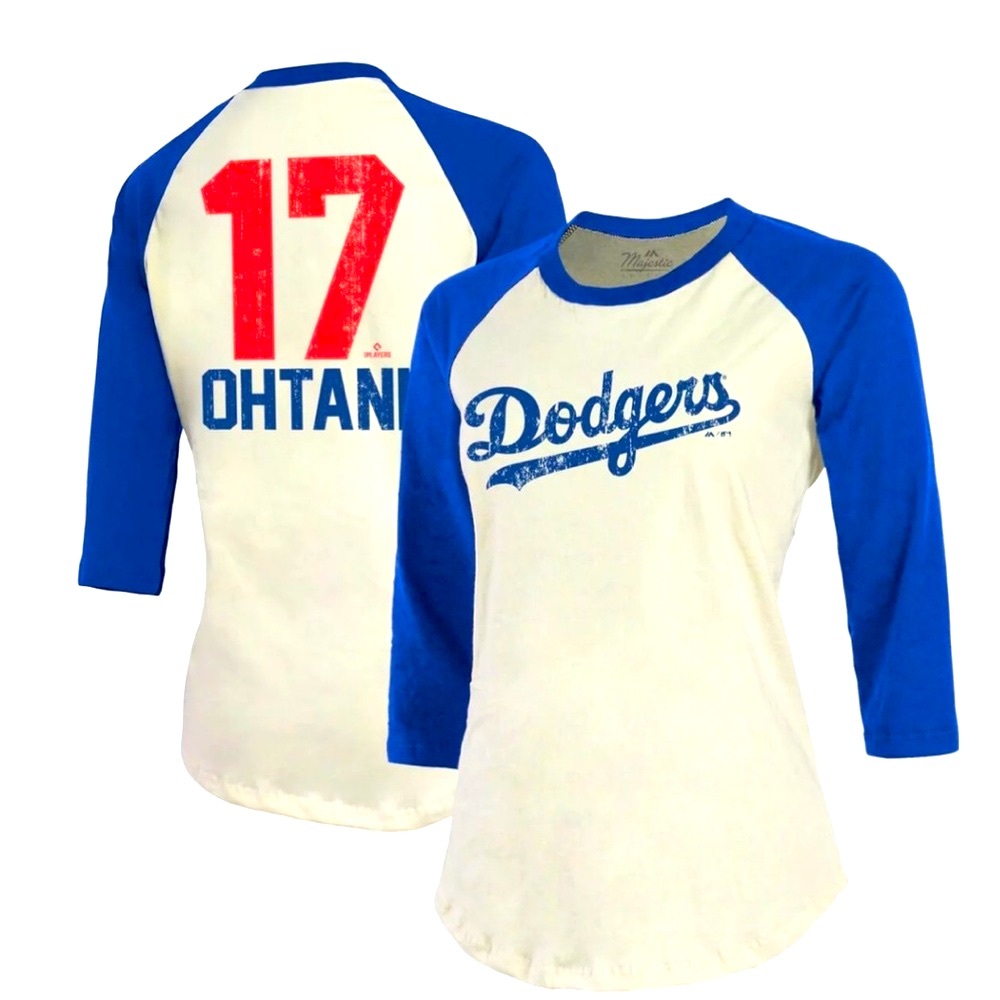 Vintage Majestic Threads Shohei Ohtani Cream Los Angeles Dodgers - Picture 2 of 9